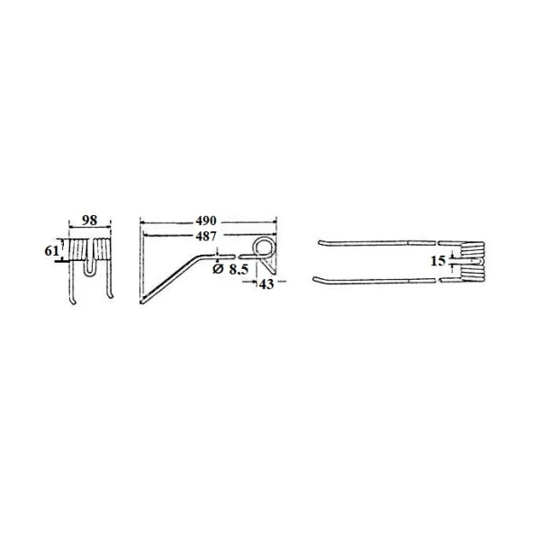 Dinte grebla rotativa 490x98x8,5 mm pentru Kuhn 57701700