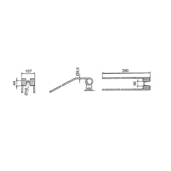 Dinte grebla rotativa 390x107x9,5 mm pentru Kuhn 58505210