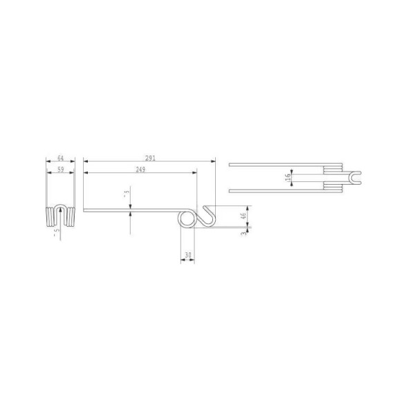 Dinte grebla rotativa 291x64x5 mm orificiu diametru 30 mm pentru Pottinger